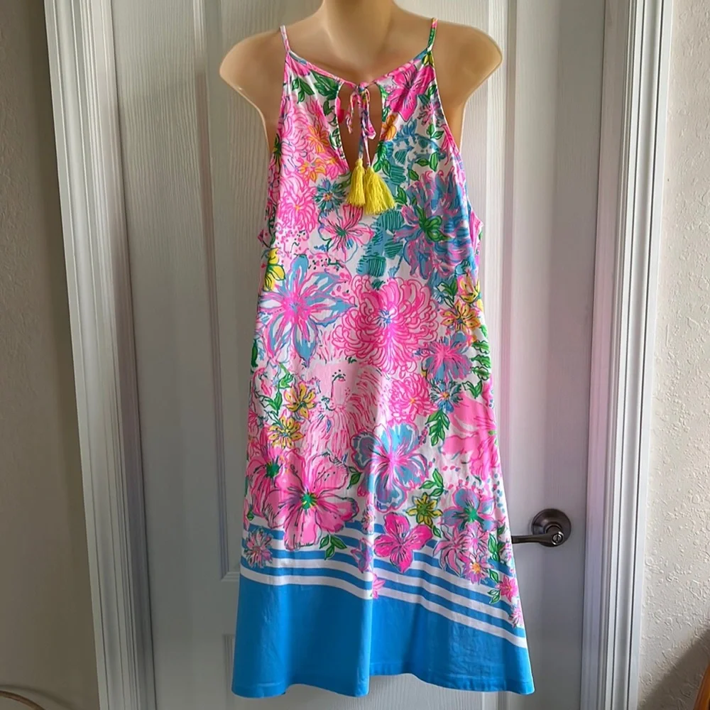 Lilly Pulitzer Floral Pima Cotton Swing Dress- L - Picture 2 of 3